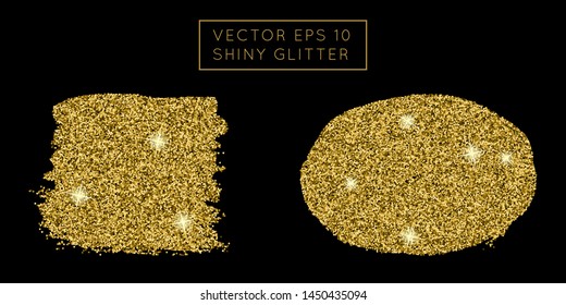 Shiny golden glitter vector backgrounds set. Shiny sparkling star dust texture for luxury rich greeting card. Isolated  
abstract Shape design element. 