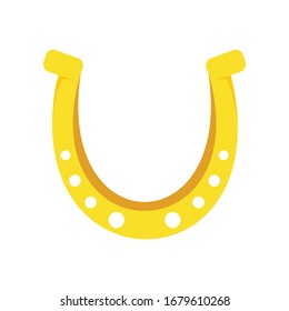 Shiny golden godsend horseshoe vector flat icon, lucky symbol isolated on white illustration
