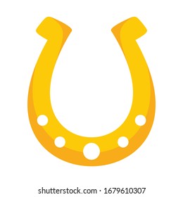Shiny golden shiny horseshoe vector flat icon, lucky symbol isolated on white illustration