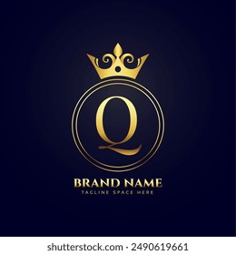 shiny and golden letter Q symbol background for business marketing vector