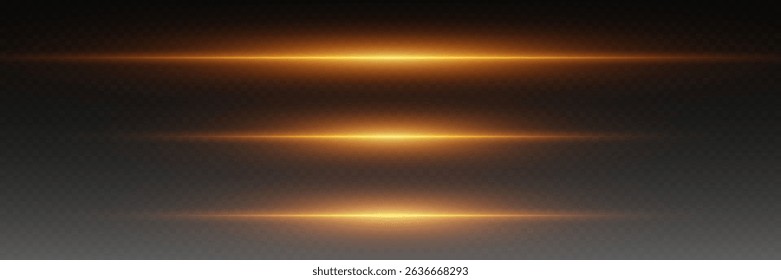 Shiny golden light lines light effects. On a transparent background.