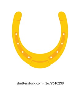 Shiny golden lucky horseshoe vector flat icon, lucky symbol isolated on white illustration