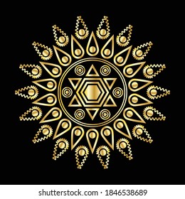 A shiny golden mandala art