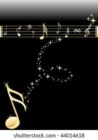 fondo de notas brillantes de música dorada
