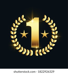 shiny golden number one star label design