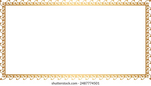  Shiny Golden Rectangle Corner Certificate Border Pattern Line Photo Frame Islamic Wedding Invitation Card Background