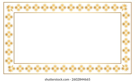 Shiny golden rectangle corner certificate border pattern line photo frame islamic wedding invitation card background	