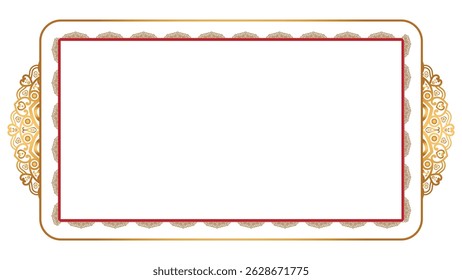 Fondo de tarjeta de invitación de Boda islámica de marco de foto de línea de patrón de borde de certificado de esquina de rectángulo dorado brillante	