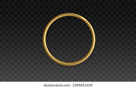 Shiny golden ring with glowing light reflection, circular elegant frame on a transparent background, luxury round border for design, futuristic light portal, magic glowing golden outline with subtle 