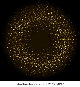 Un brillante fondo redondo dorado. Ilustración de material vectorial para banner