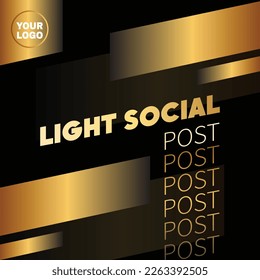 Shiny golden shapes, frame, social media designs, on a formal black background