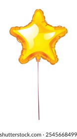 Shiny golden star balloon on a string, perfect for celebratory events and decoration. Vector cartoon illustration