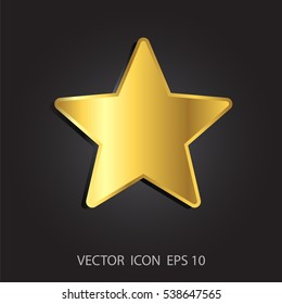 Shiny Golden Star Icon On Black Background. Vector Illustration Eps 10.