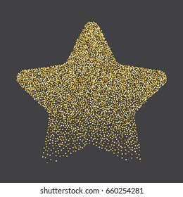  Shiny Golden star icon on black background. For banners, artwork, card,  postcards, holiday. Vector illustration EPS10.