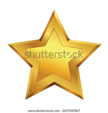 Shiny golden star icon with three-dimensional effect and smooth surface on white background in clean style