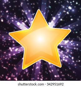 Shiny Golden Star On Dark Background