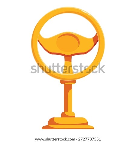 Shiny golden steering wheel trophy celebrating success in motorsport, symbolizing achievement and triumph in racing