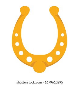 Shiny golden symbol horseshoe vector flat icon, lucky symbol isolated on white illustration