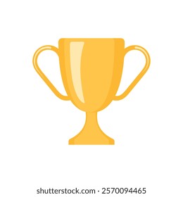 Shiny golden trophy cup icon symbolizing success, achievement, and excellence. Ideal for awards, competitions, sports events, and victory celebrations. Flat vector illustration on a white background.