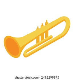 Shiny golden trumpet lying horizontally playing a beautiful jazz music melody