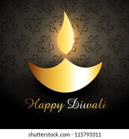 shiny golden vector diwali diya design illustration