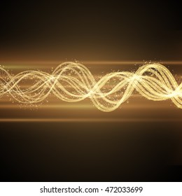 Shiny golden wave vector background. Vector eps10.