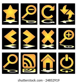 Shiny Golden Web Icon with reflection
