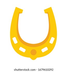 Shiny golden western horseshoe vector flat icon, lucky symbol isolated on white illustration