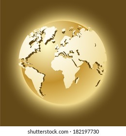 Shiny golden world globe