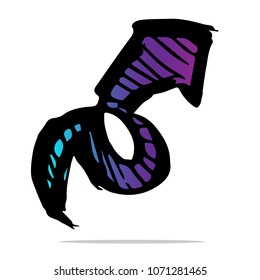 Shiny Gradient Blue, Violet of Arrow Up Left Right Down Direction Pointer. Flat Line Icon, Sign, Symbol Isolated Background. Graphic Design Abstract Art, Elements, Vector Illustration EPS 10