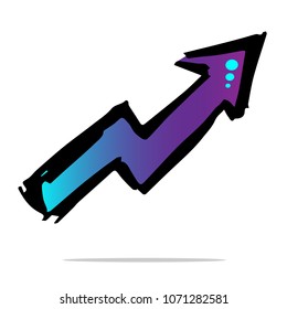 Shiny Gradient Blue, Violet of Arrow Up Left Right Down Direction Pointer. Flat Line Icon, Sign, Symbol Isolated Background. Graphic Design Abstract Art, Elements, Vector Illustration EPS 10