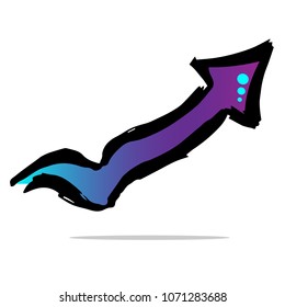 Shiny Gradient Blue, Violet of Arrow Up Left Right Down Direction Pointer. Flat Line Icon, Sign, Symbol Isolated Background. Graphic Design Abstract Art, Elements, Vector Illustration EPS 10