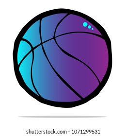 Shiny Gradient Blue, Violet of Back to School Education Sports Basketball. Flat Line Icon, Sign, Symbol Isolated Background. Graphic Design Abstract Art, Elements, Vector Illustration EPS 10