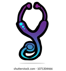 Shiny Gradient Blue, Violet of Healthcare Medical Stethoscope. Flat Line Icon, Sign, Symbol Isolated Background. Graphic Design Abstract Art, Elements, Vector Illustration EPS 10