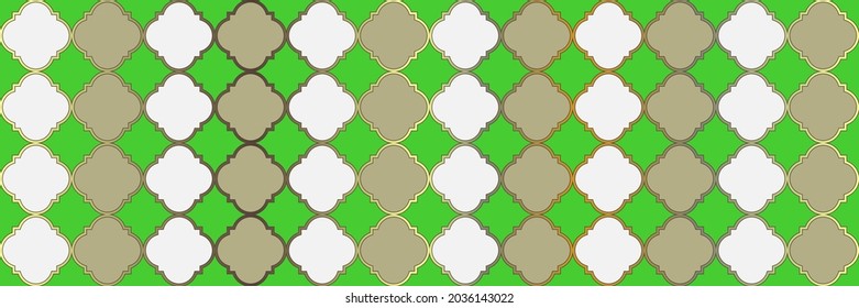 Shiny Gradient Pattern. Elegant Seamless Arabic Border. Cool Moroccan Texture. Quatrefoil Eastern Ethnic Tesselation. Geometric Trellis Tile. Rich Arabesque Mosaic. Modern Geo Clover.