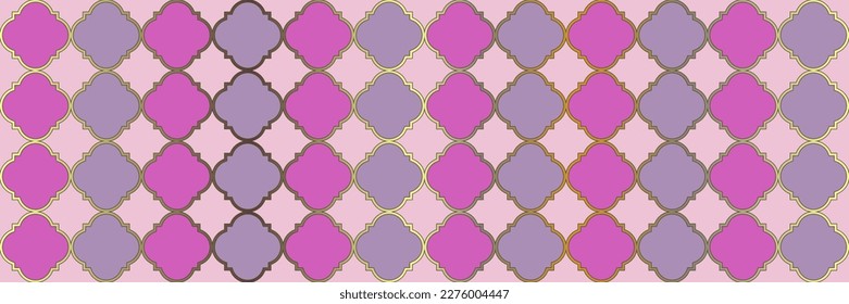 Shiny Gradient Pattern. Elegant Seamless Moroccan Poster. Cool Arabian Pattern. Quatrefoil Arabic Ethnic Tesselation. Simple Geo Ramadan. Geometric Trellis Tile. Rich Arabesque Texture.