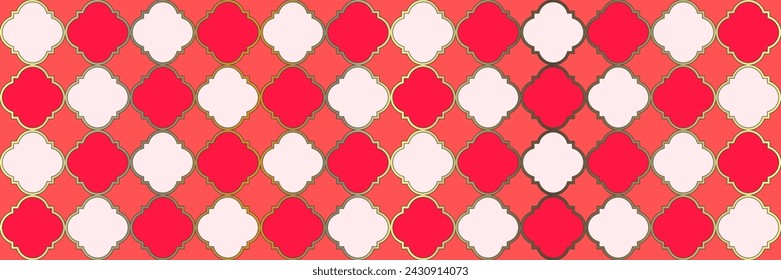 Shiny Gradient Pattern. Vintage Geo Trellis. Traditional Seamless Eastern Border. Quatrefoil Arabian Ethnic Tesselation. Geometric Trellis Tile. Noble Arabesque Mosaic. Cool Arabic Texture.