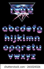 Shiny Gradient Retro 80s Alphabet Vector Letters 