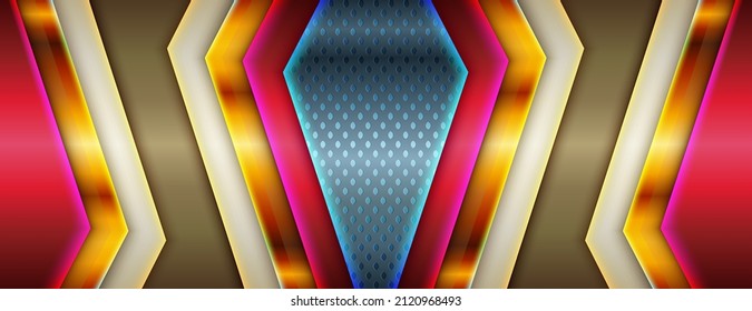 Shiny gradient yellow on red trendy abstract layout business technology banner