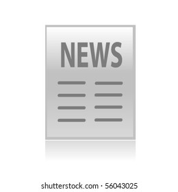 Shiny gray news icon, vector