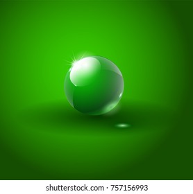 Shiny grean ball vector. Transparent vector object for design, layout.