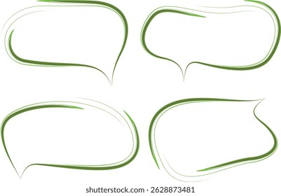 shiny green artwork outline speech bubbles set