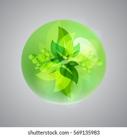 Shiny green bubble, vector illustration