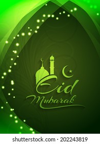 shiny green color Eid Mubarak background design. vector illustration