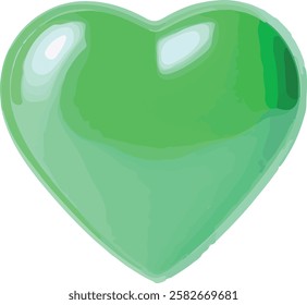 Shiny Green Heart Sticker Illustration