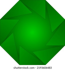 Shiny green lens vector logo symbol. Lens camera logo. Green emerald gemstone