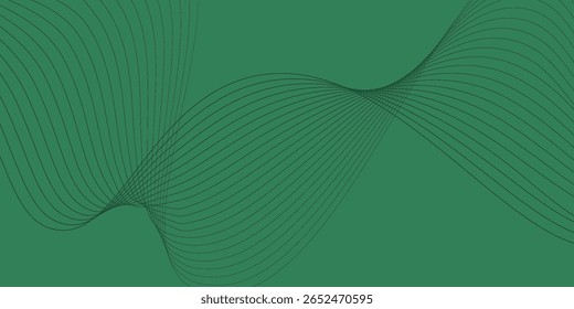  fundo do vetor de efeito de linhas verdes brilhantes. Movimento de fluxo de gradiente suave translúcido dinâmico. Onda de cor neon violeta. Onda de rastro leve, linha de traçado de trajetória de fogo e modo simples de curva de incandescência