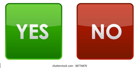 shiny green and red vector buttons with caption yes and no