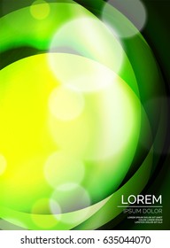 Shiny green silk wave template, color satin with effects, vector abstract background