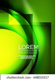 Shiny green silk wave template, color satin with effects, vector abstract background